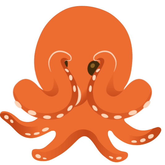 Emoji style octopus hiding